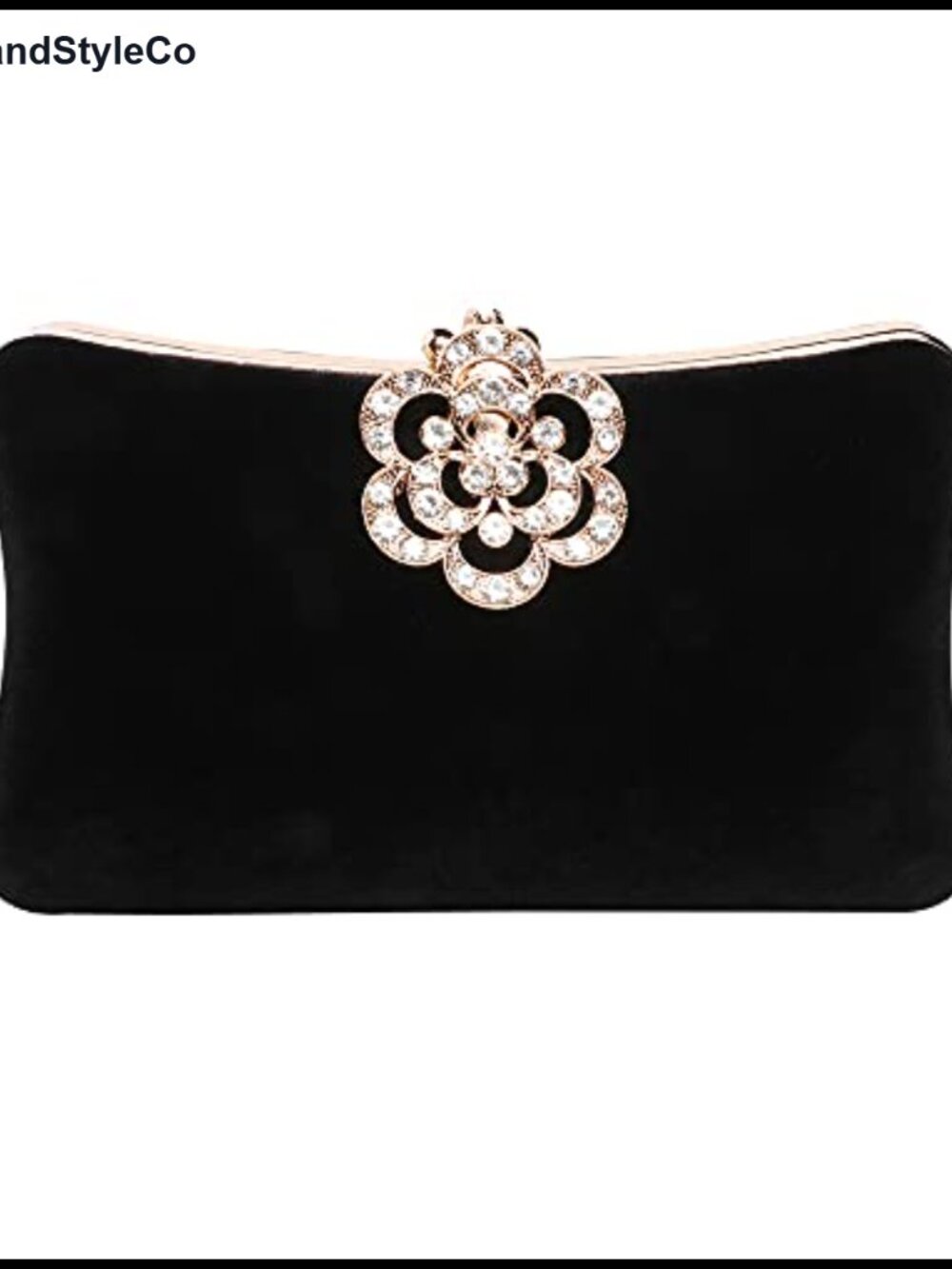 Velvet Rhinestone Crystal Flower Clutch Evening Bag for Wedding Party Prom